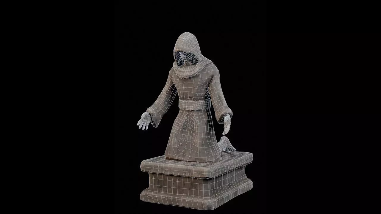 Robed Statues Low-poly 3D model_35