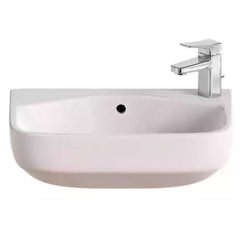 Wall Mounted Ceramic Bathroom Sink with Chrome Faucet
