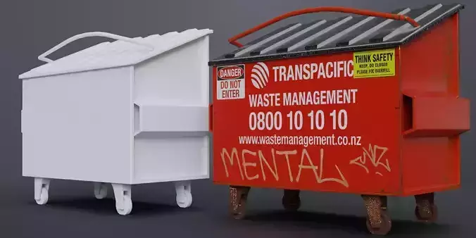 Dumpster 3d Model - Game Ready Free low-poly 3D model