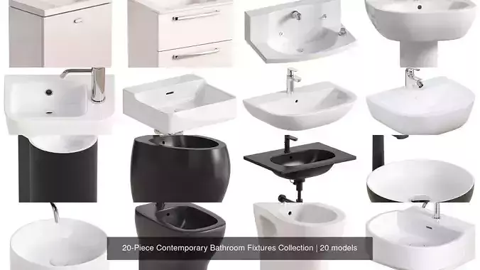20-Piece Contemporary Bathroom Fixtures Collection