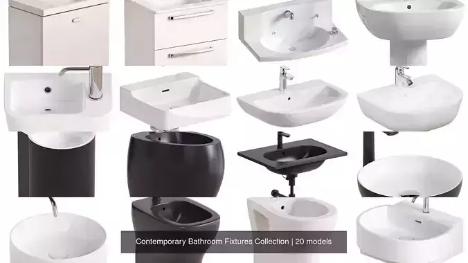 20-Piece Contemporary Bathroom Fixtures Collection