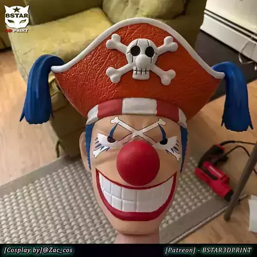 The Buggy Head Wearable - One Piece Anime Cosplay 3D print model