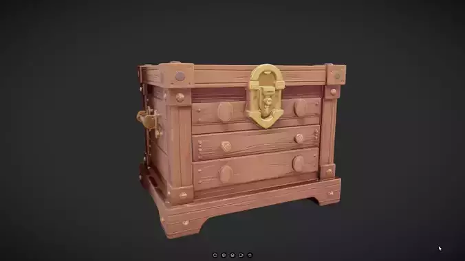 Wooden chest with metallic embellishments