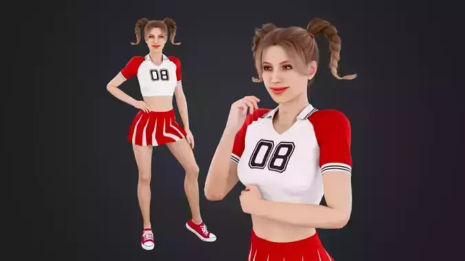 Cheerleader Low-poly 3D model
