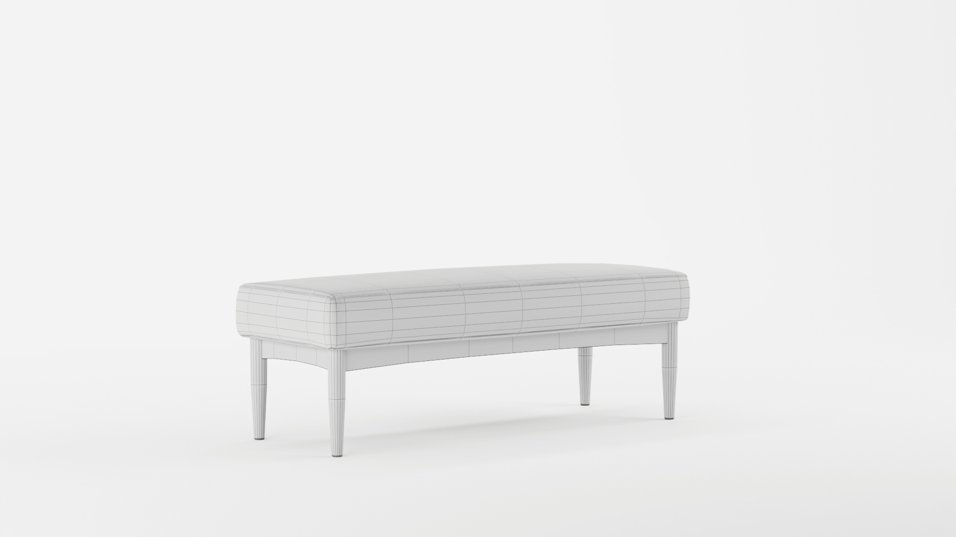 Mid-Century Gray Fabric Dining Bench 3D model_9