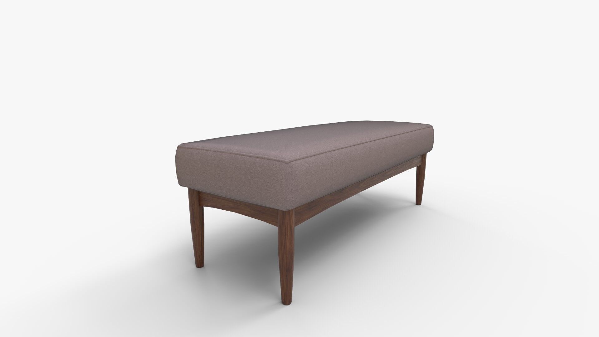 Mid-Century Gray Fabric Dining Bench 3D model_3