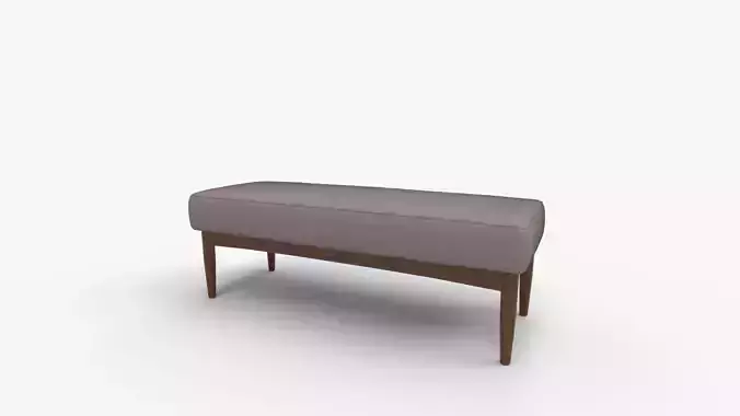 Mid-Century Gray Fabric Dining Bench