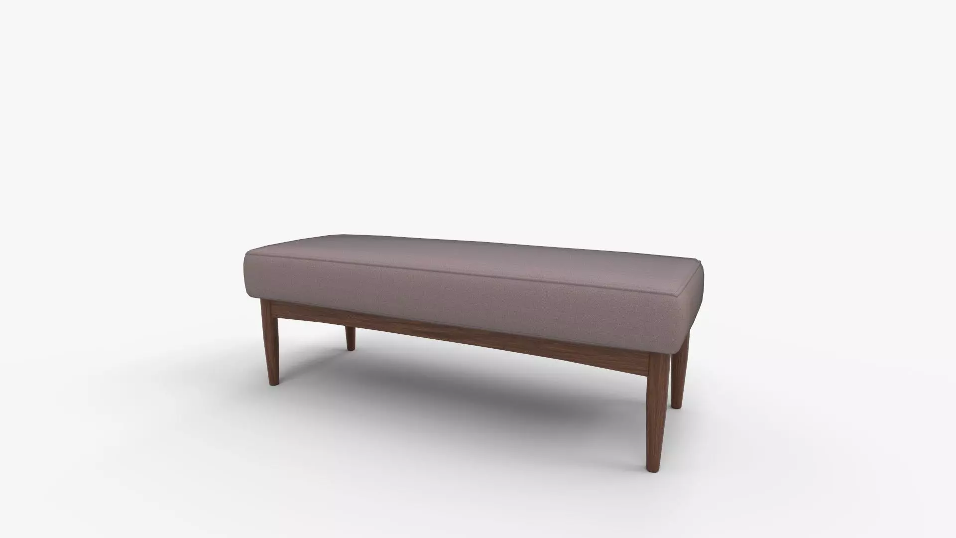 Mid-Century Gray Fabric Dining Bench 3D model_0