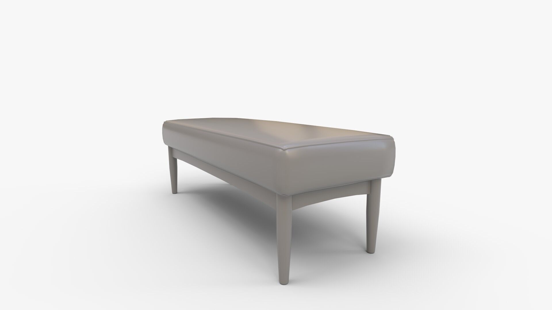 Mid-Century Gray Fabric Dining Bench 3D model_8