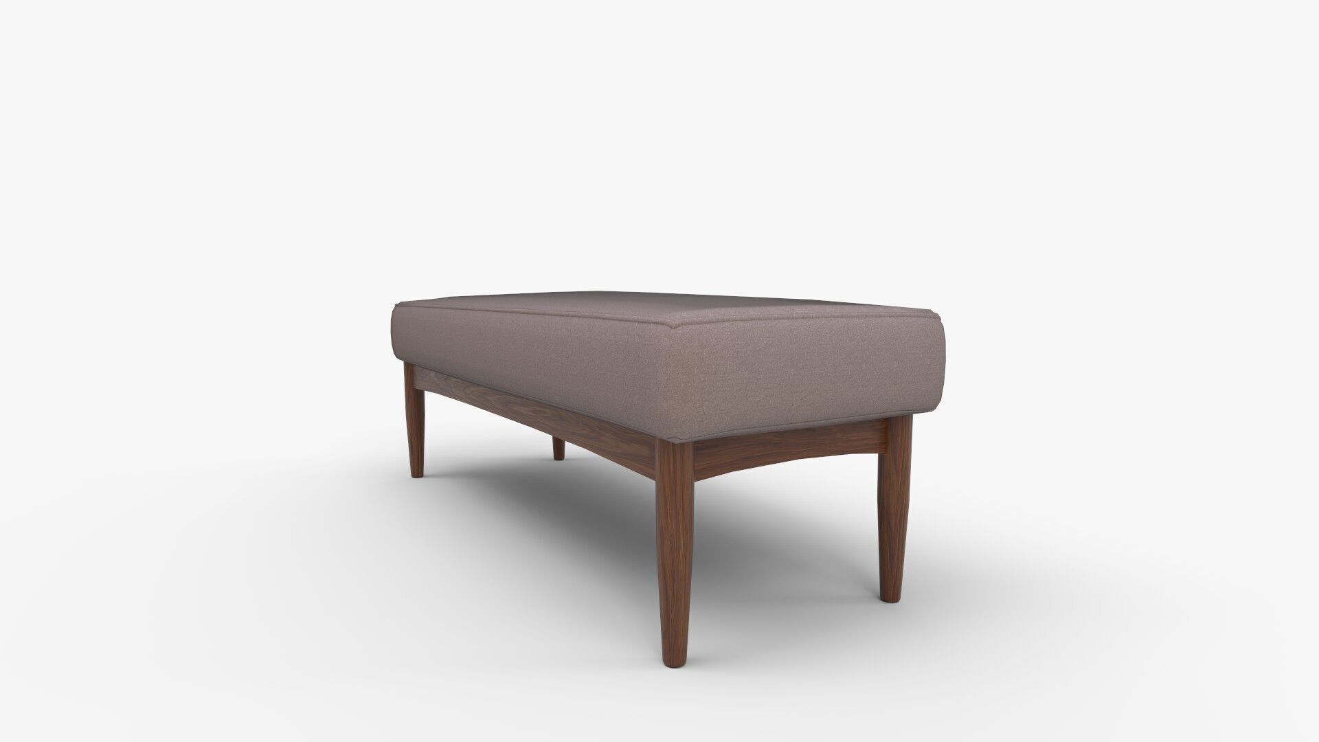 Mid-Century Gray Fabric Dining Bench 3D model_7