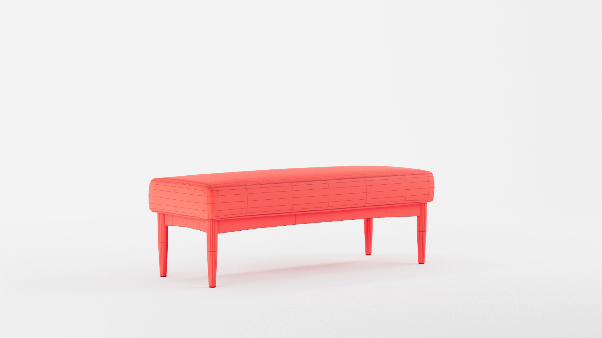 Mid-Century Gray Fabric Dining Bench 3D model_10