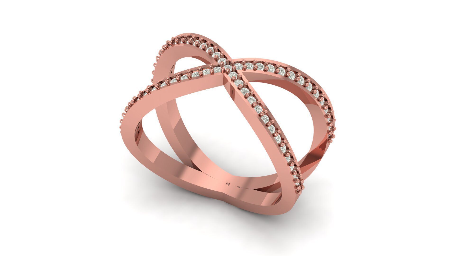 Crisscross Daimond Ring 3D print model_2
