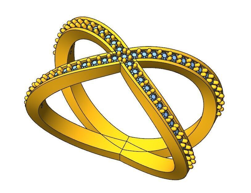 Crisscross Daimond Ring 3D print model_10