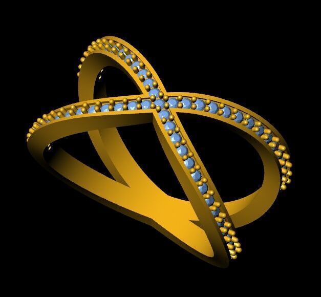 Crisscross Daimond Ring 3D print model_7
