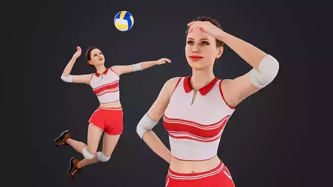Female Volleyball Player Low-poly 3D model