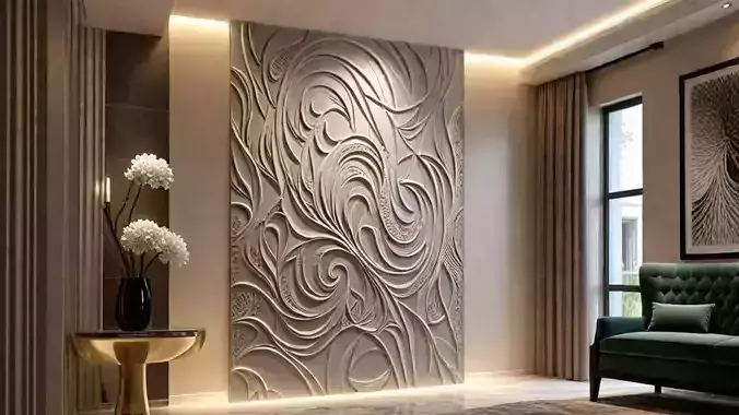 3D Wall Panel mural decor set relief stl 07