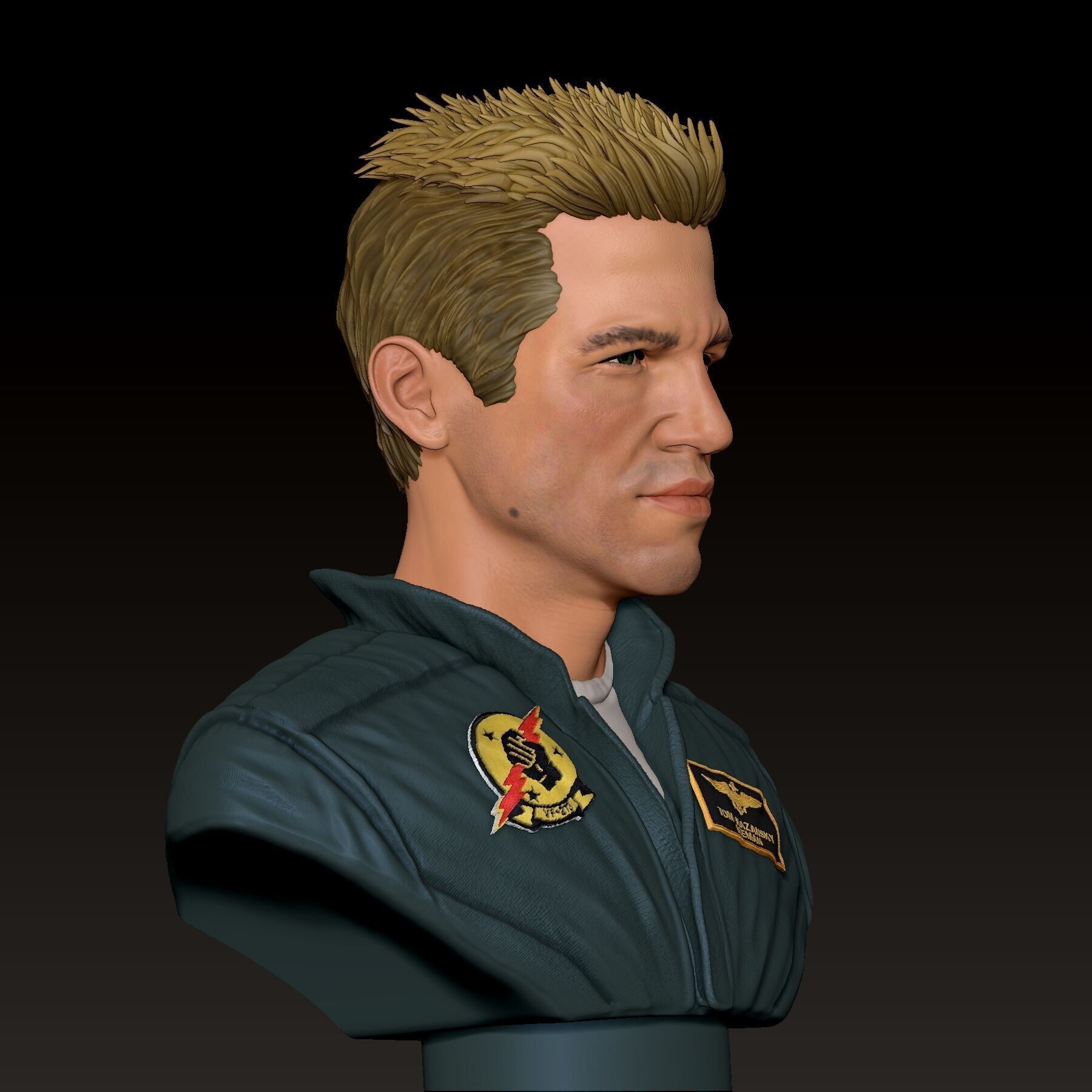 Val Kilmer Iceman Top Gun Bust 3D print model_1