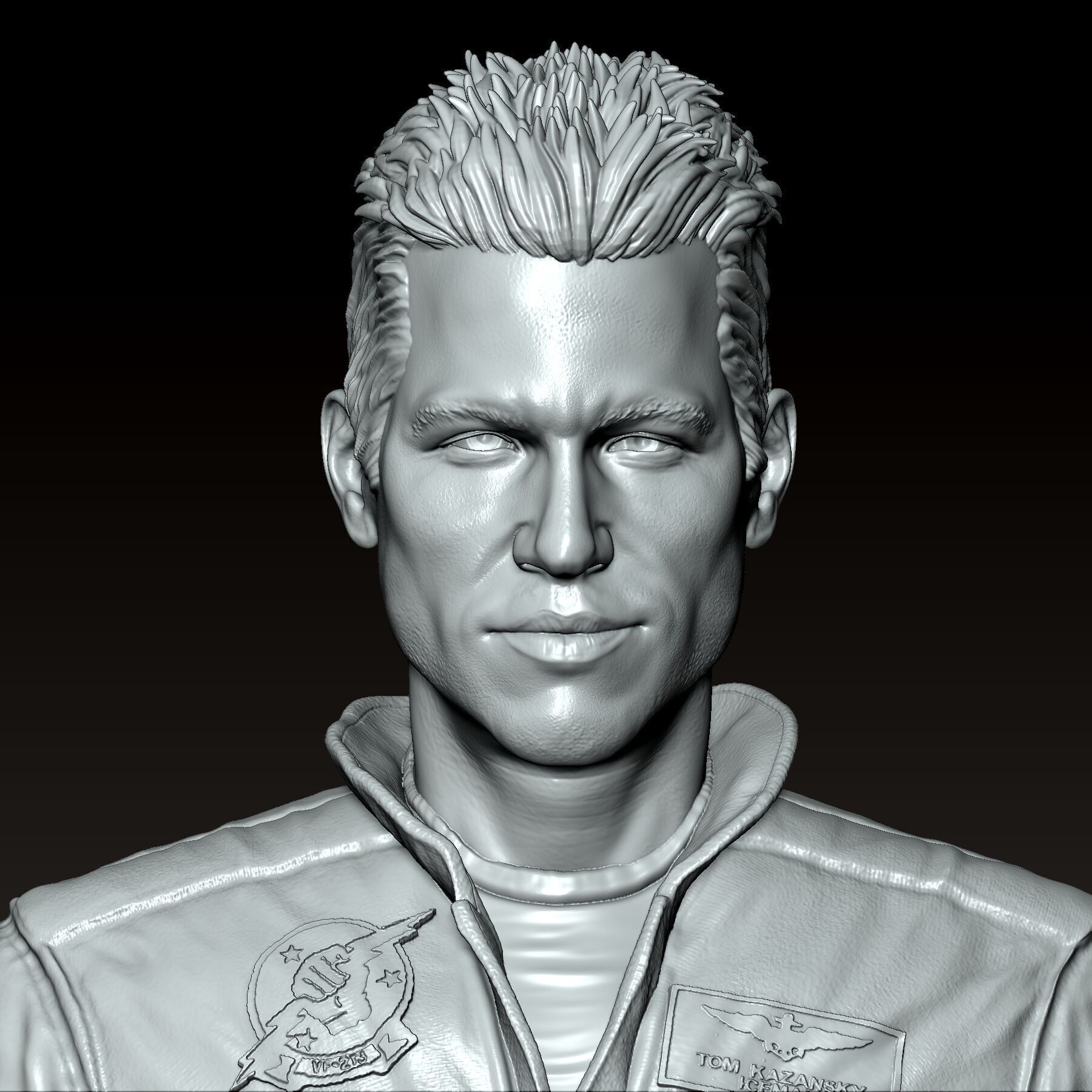 Val Kilmer Iceman Top Gun Bust 3D print model_4