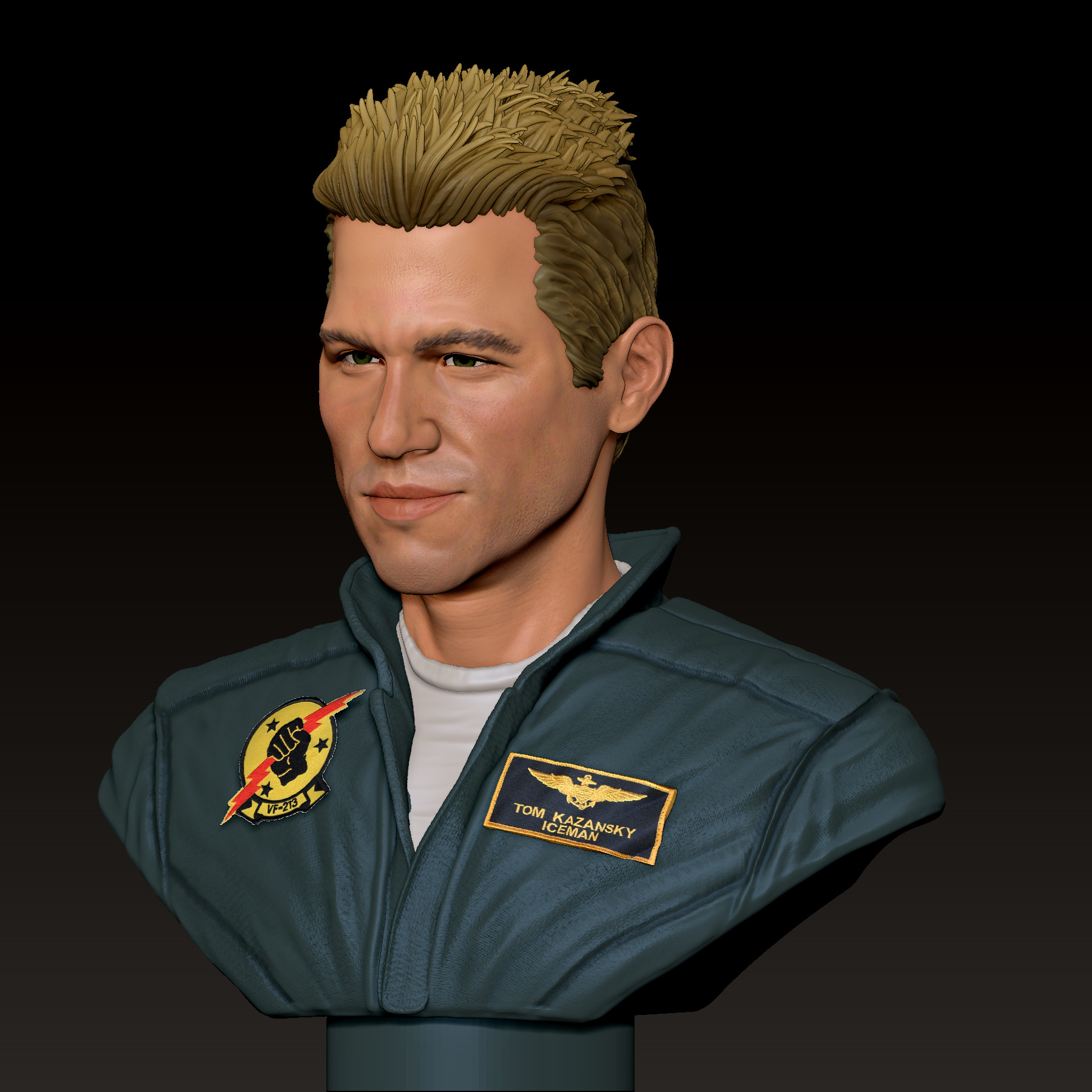 Val Kilmer Iceman Top Gun Bust 3D print model_3