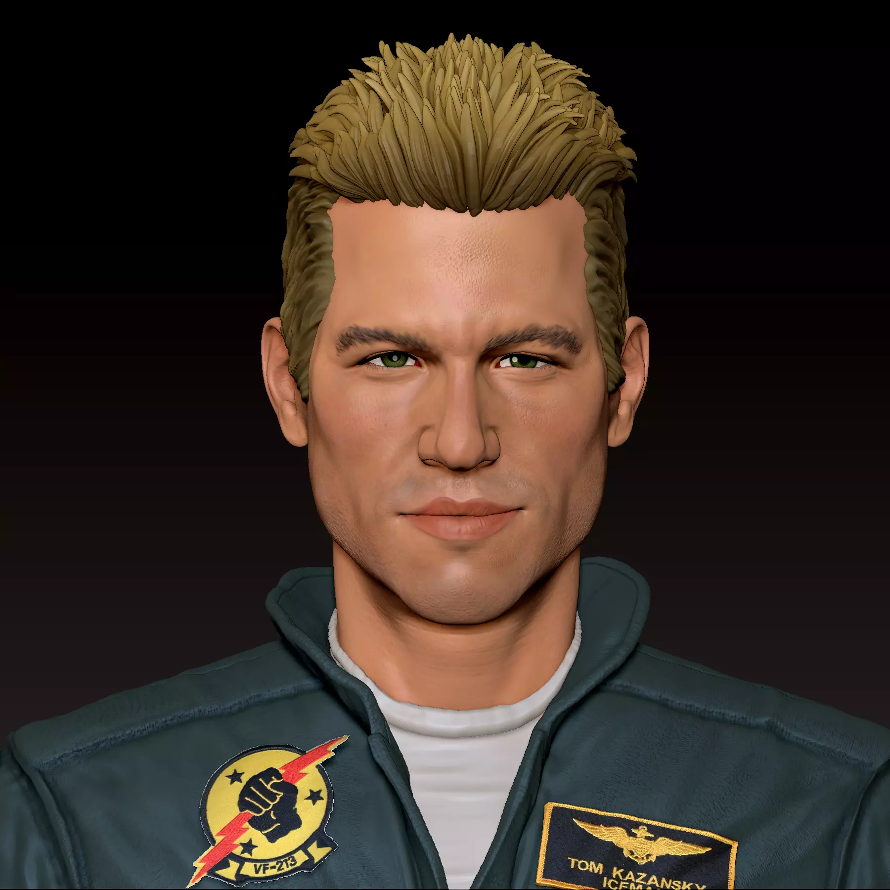 Val Kilmer Iceman Top Gun Bust 3D print model_0
