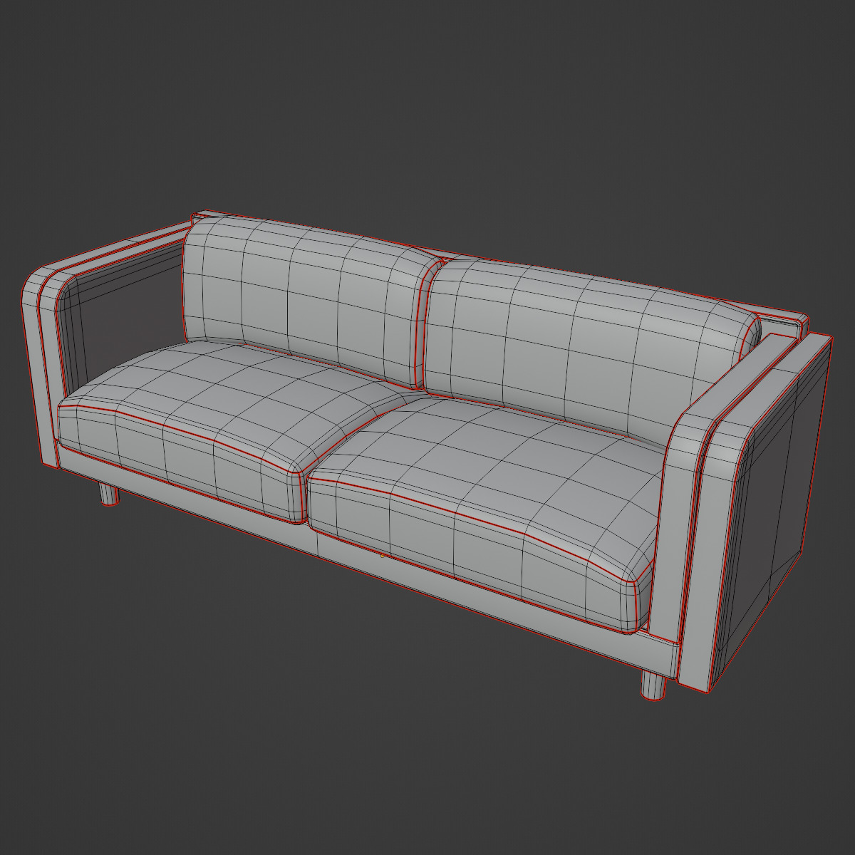 Leather Sofa 01 Low-poly 3D model_9