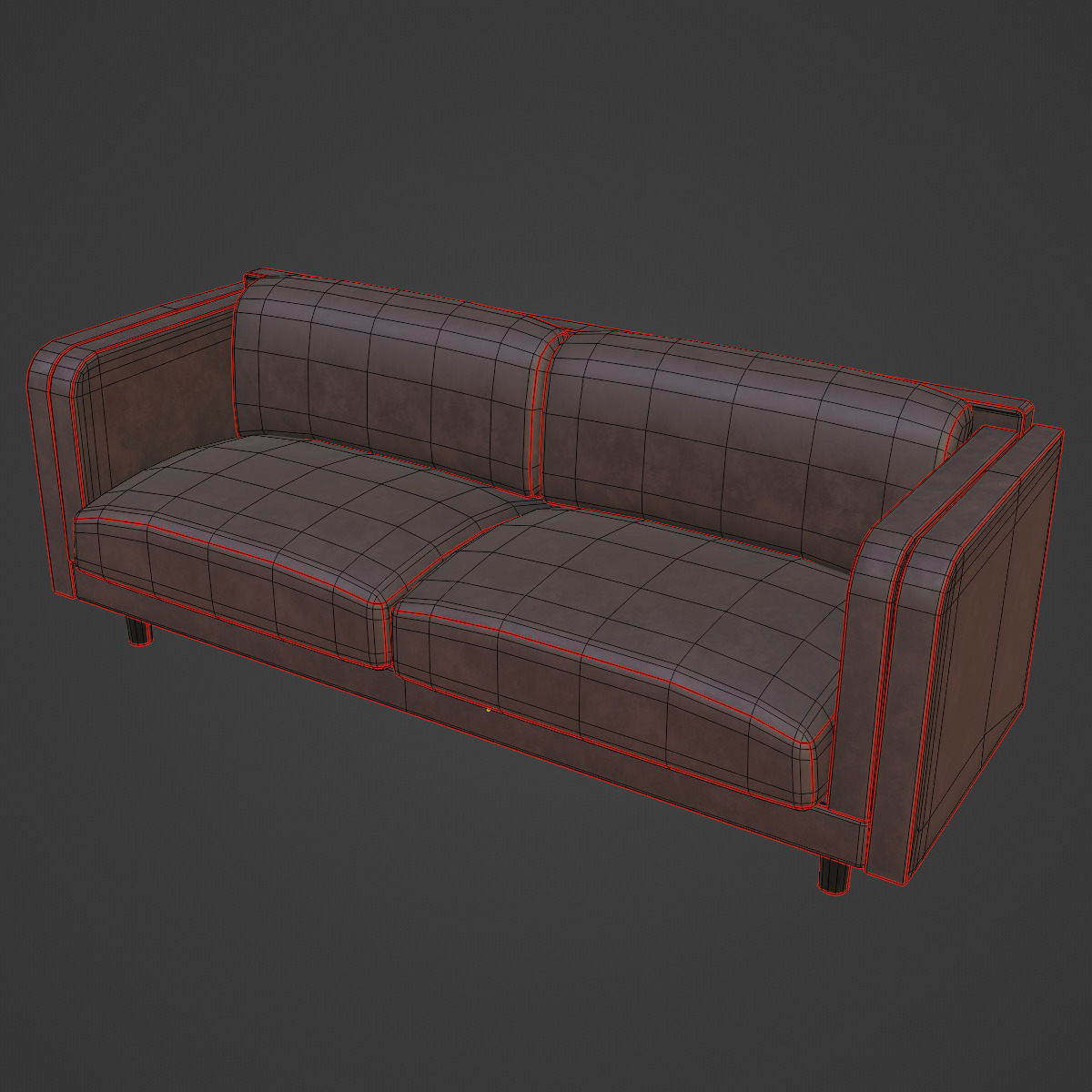 Leather Sofa 01 Low-poly 3D model_7