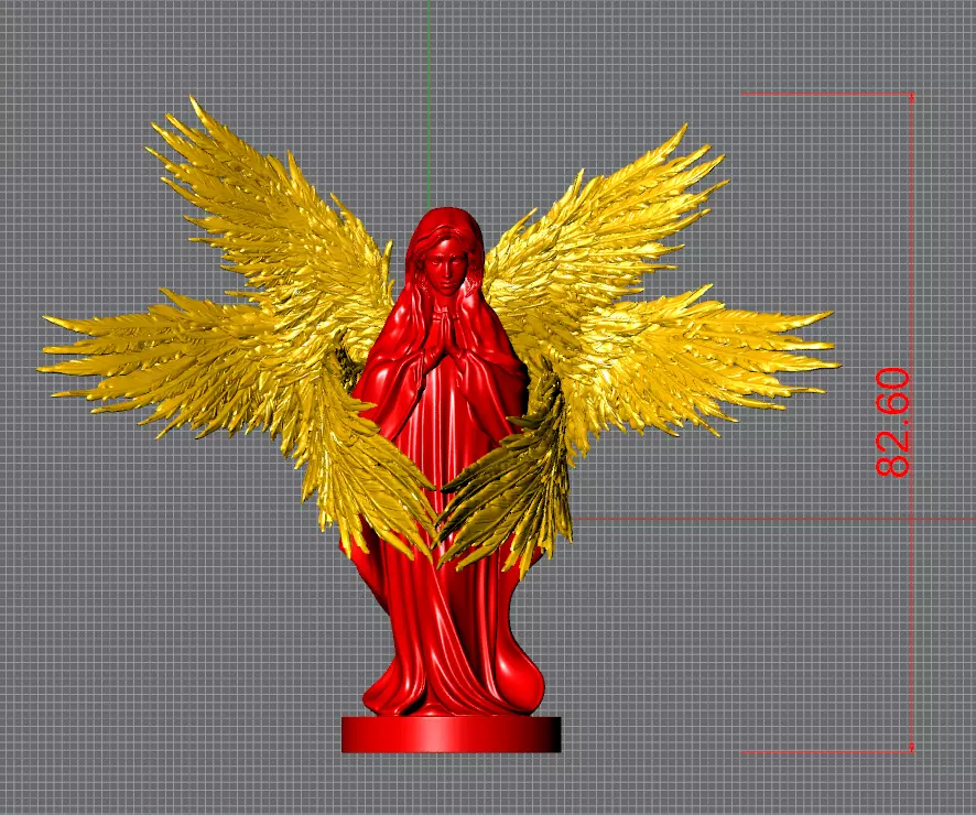 Statue of Virgin Mary with angel wings 3D print model_0