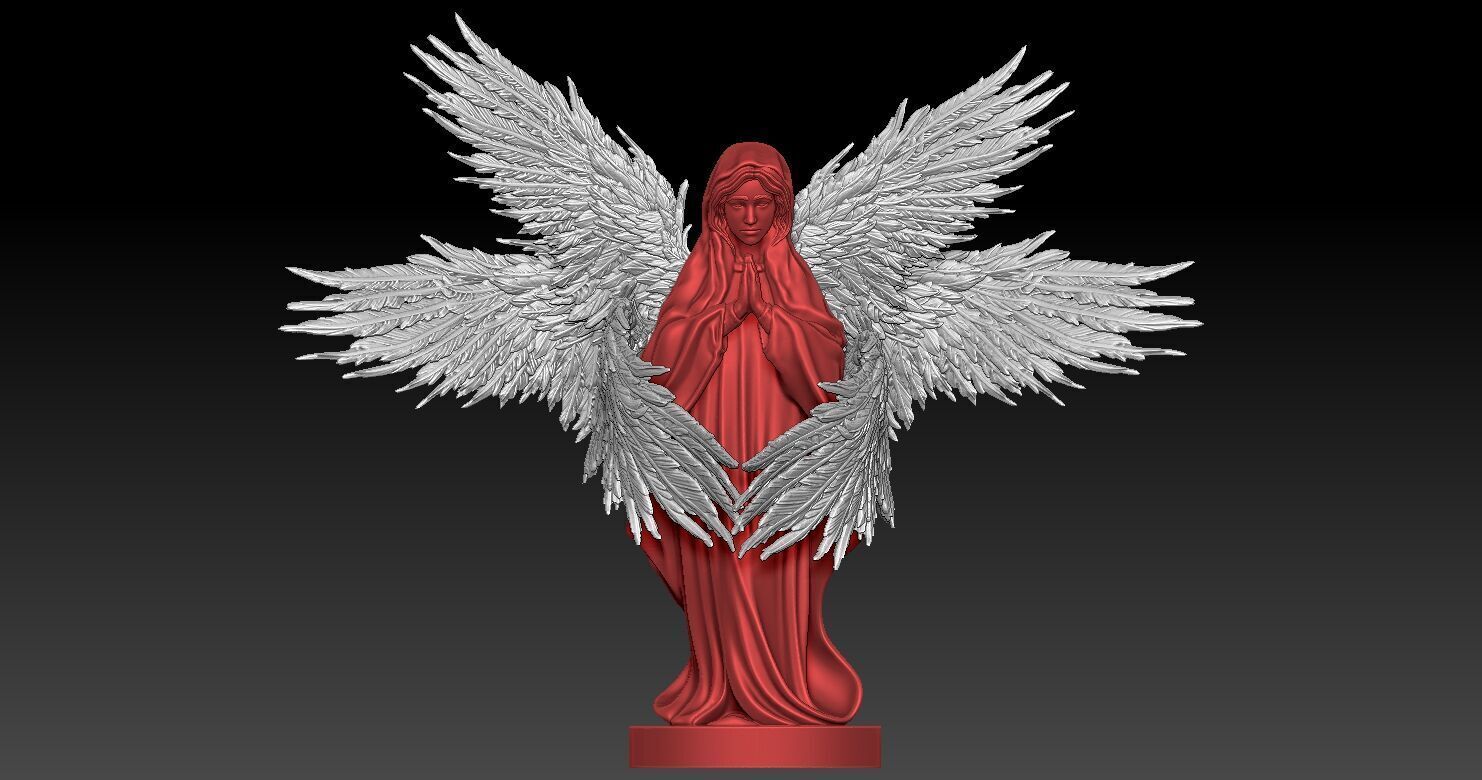 Statue of Virgin Mary with angel wings 3D print model_9