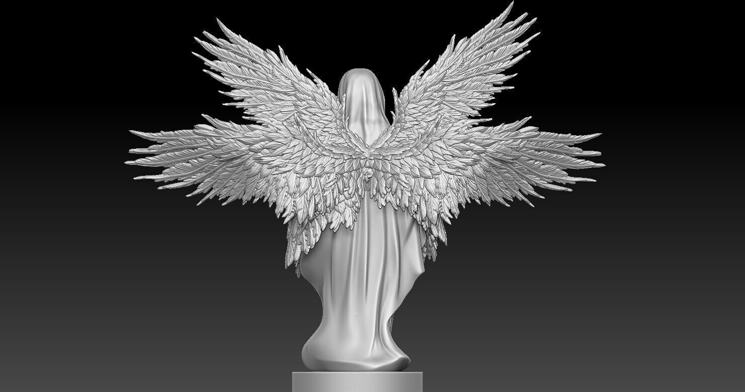 Statue of Virgin Mary with angel wings 3D print model_8