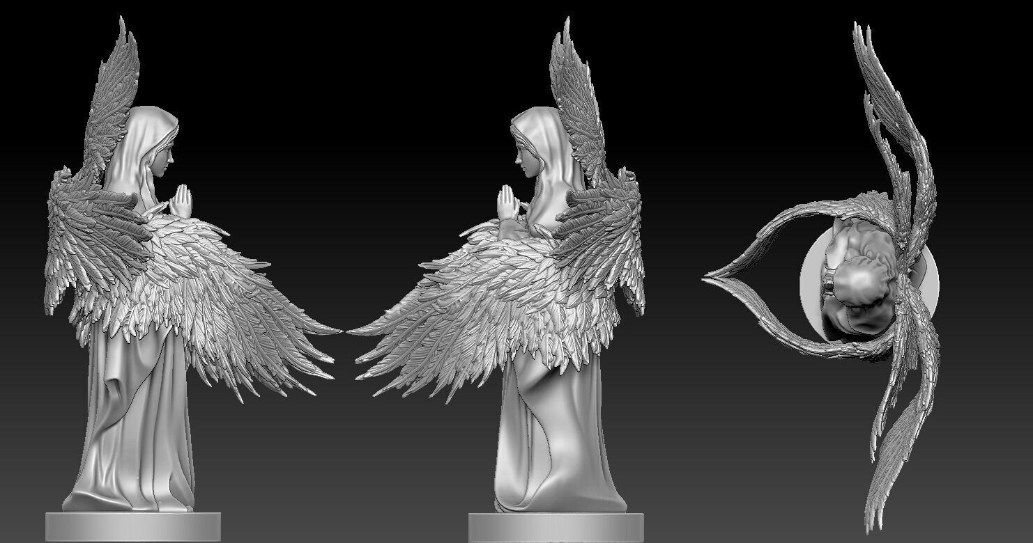 Statue of Virgin Mary with angel wings 3D print model_7