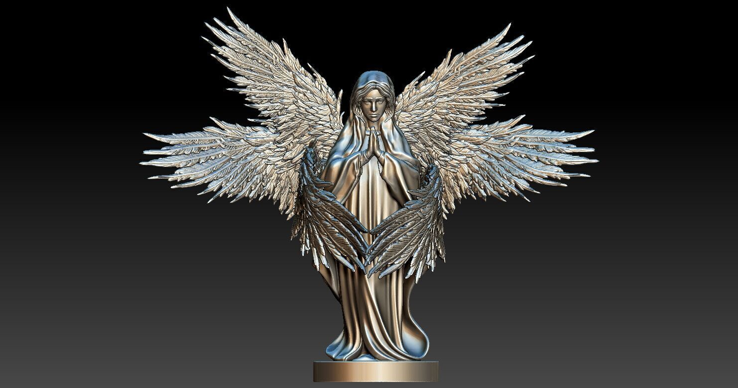 Statue of Virgin Mary with angel wings 3D print model_5