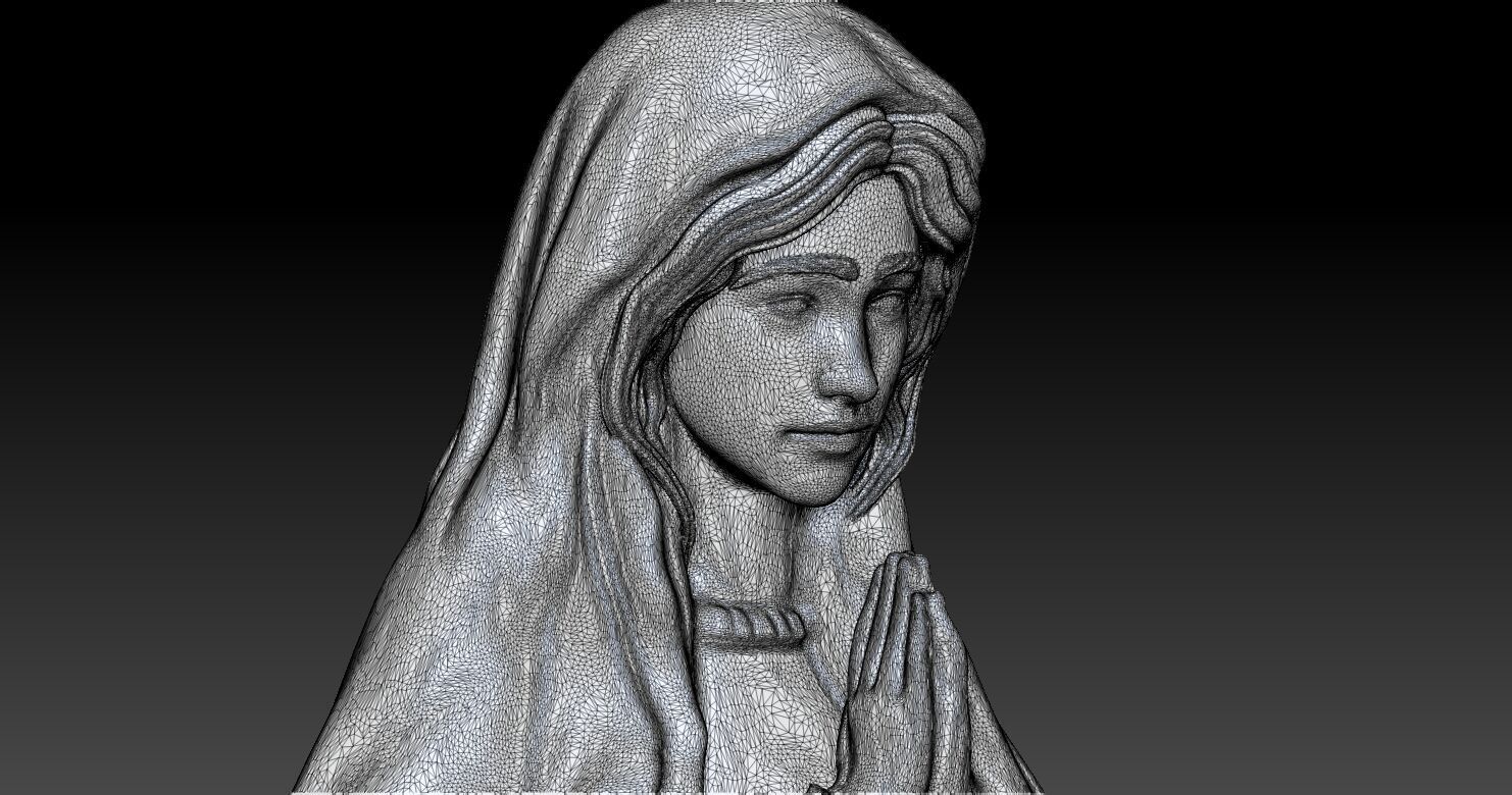 Statue of Virgin Mary with angel wings 3D print model_4