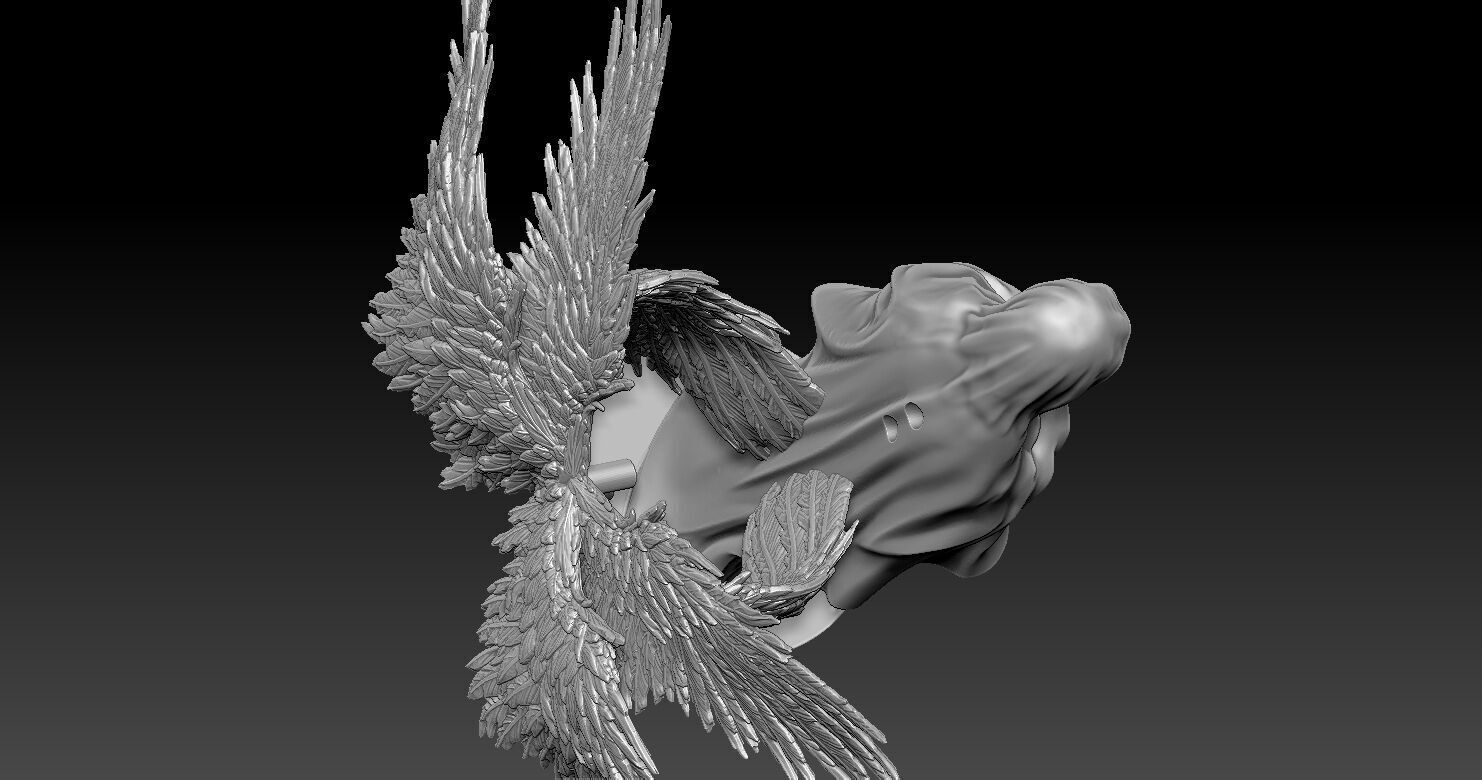 Statue of Virgin Mary with angel wings 3D print model_12