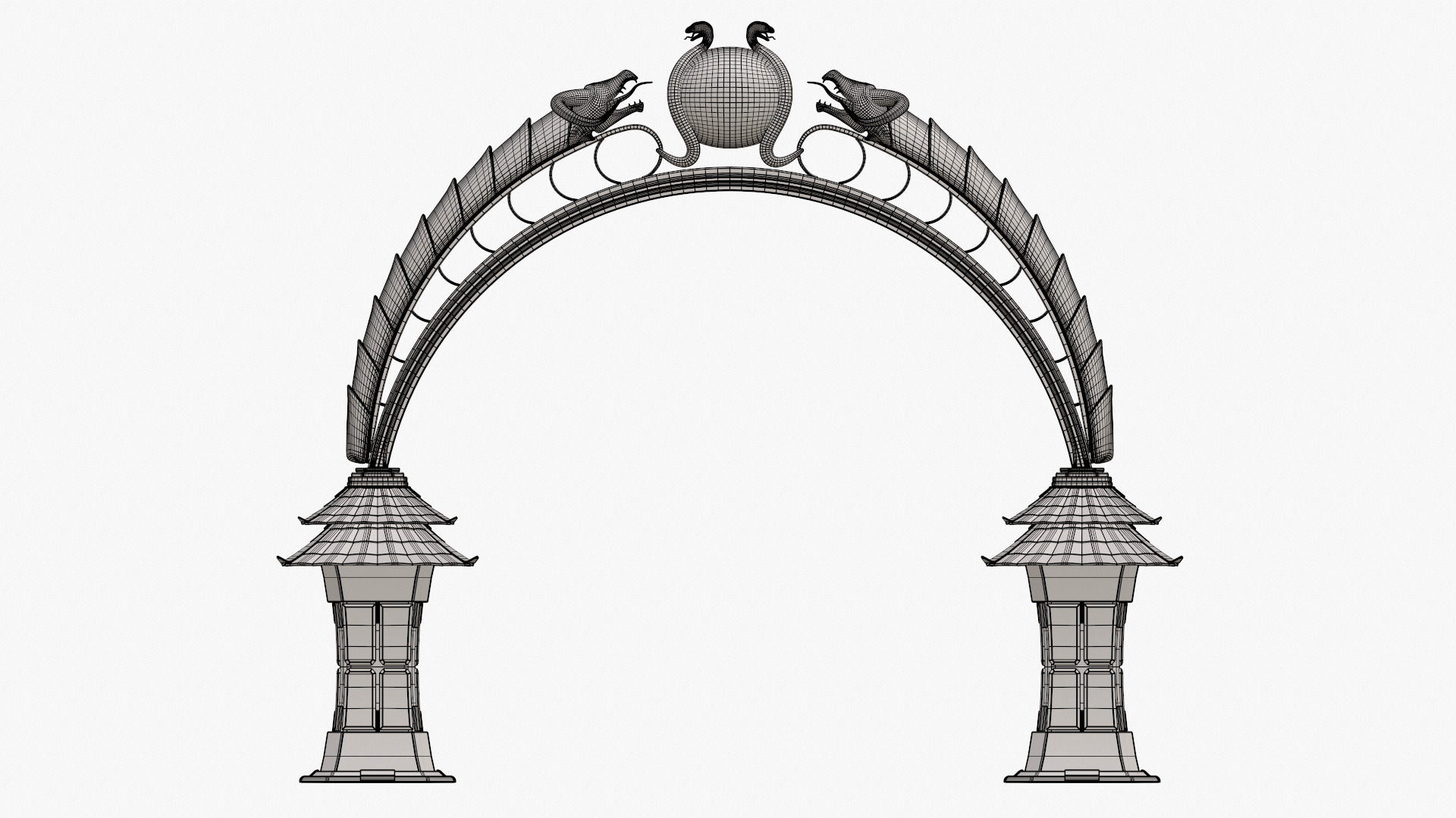 Ancient Japanese Arch Gate 3D model_12