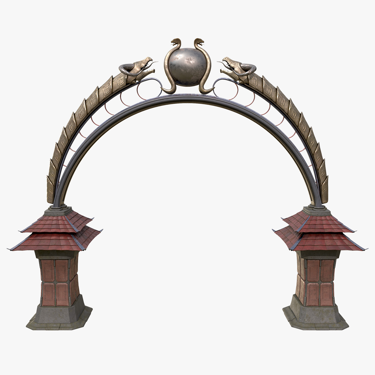 Ancient Japanese Arch Gate 3D model_1