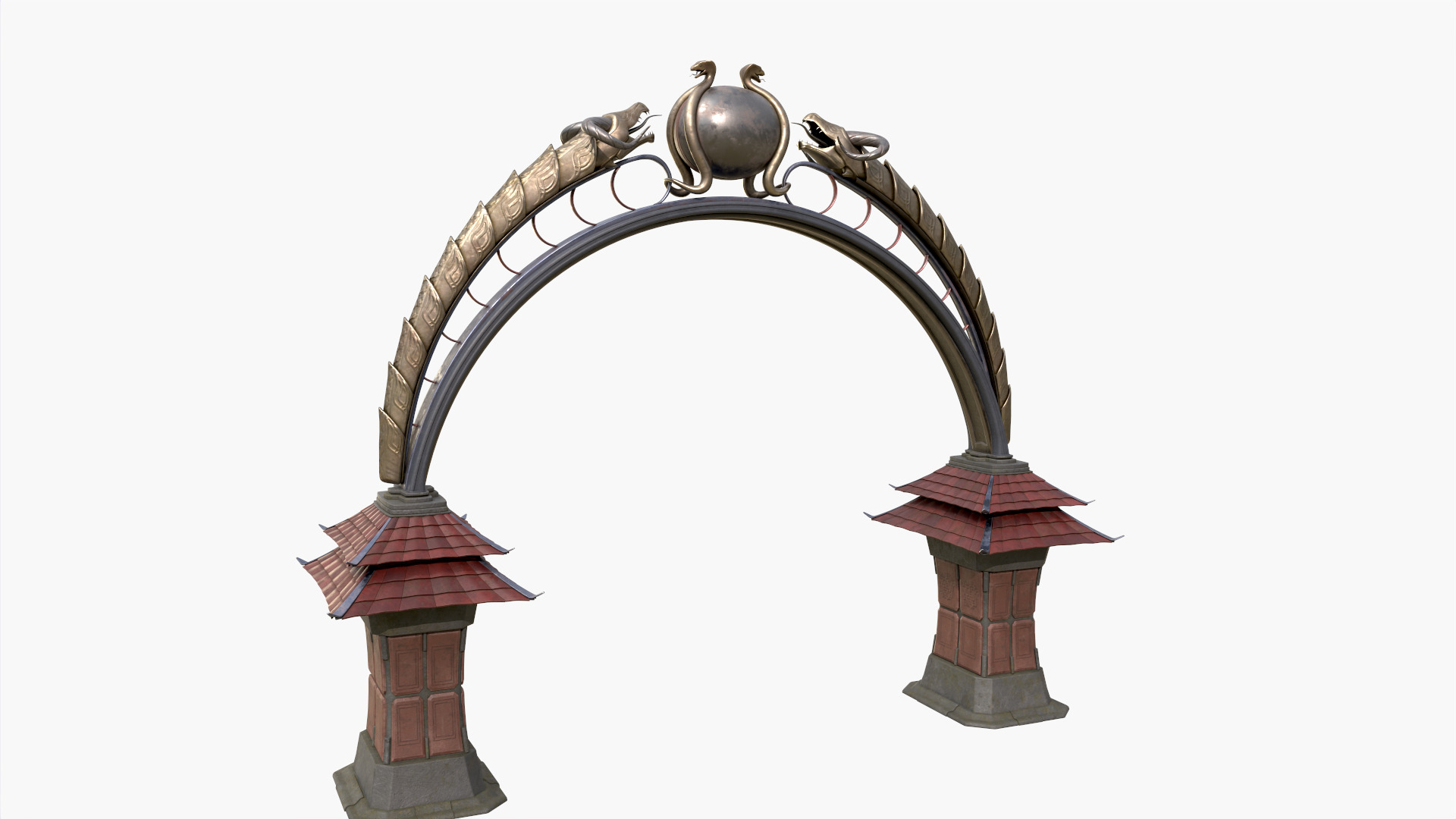 Ancient Japanese Arch Gate 3D model_2
