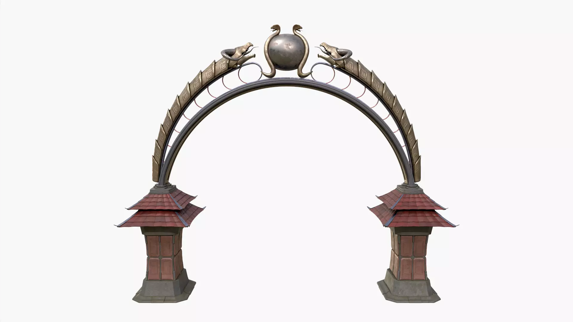 Ancient Japanese Arch Gate 3D model_0