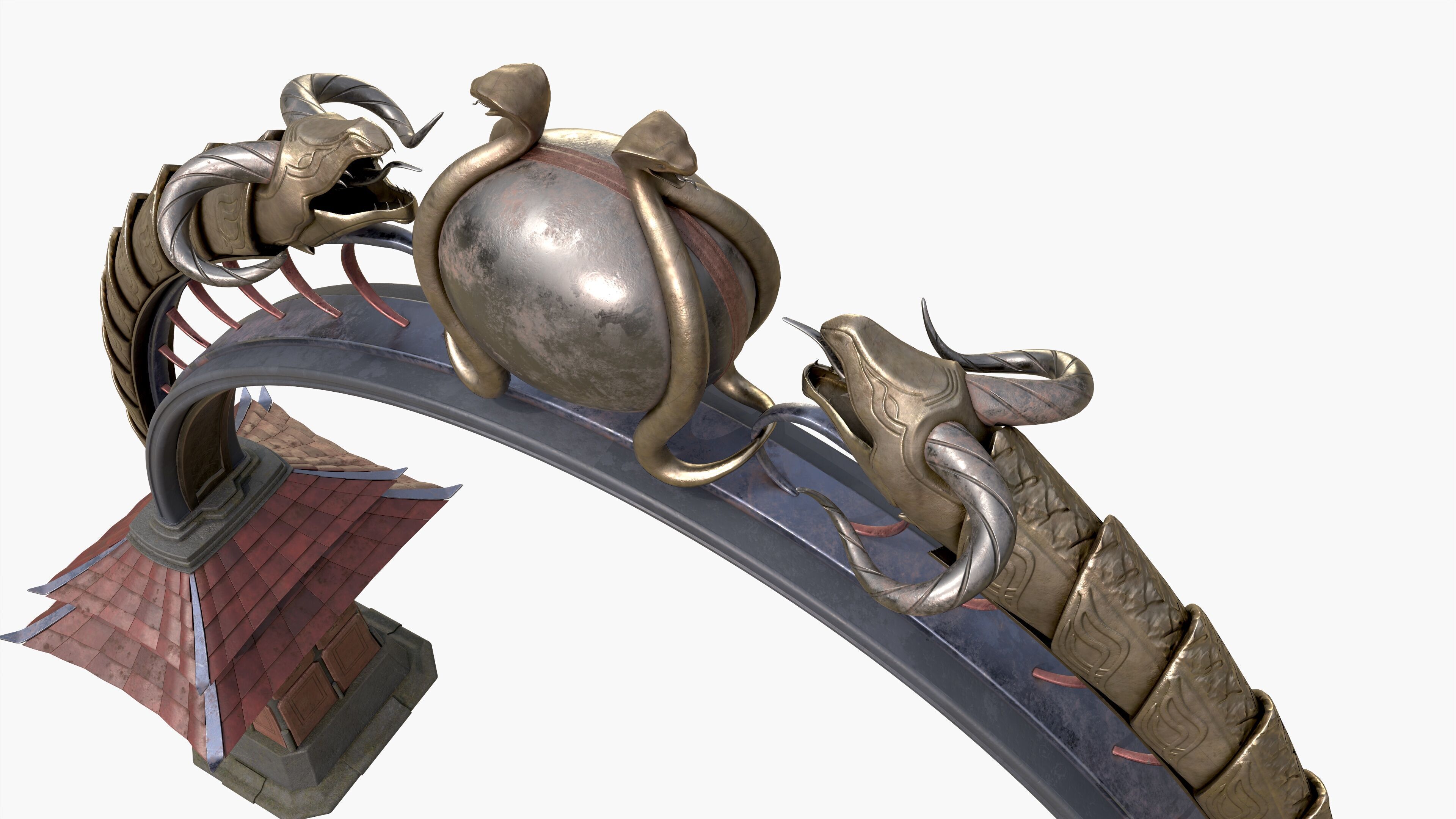 Ancient Japanese Arch Gate 3D model_4