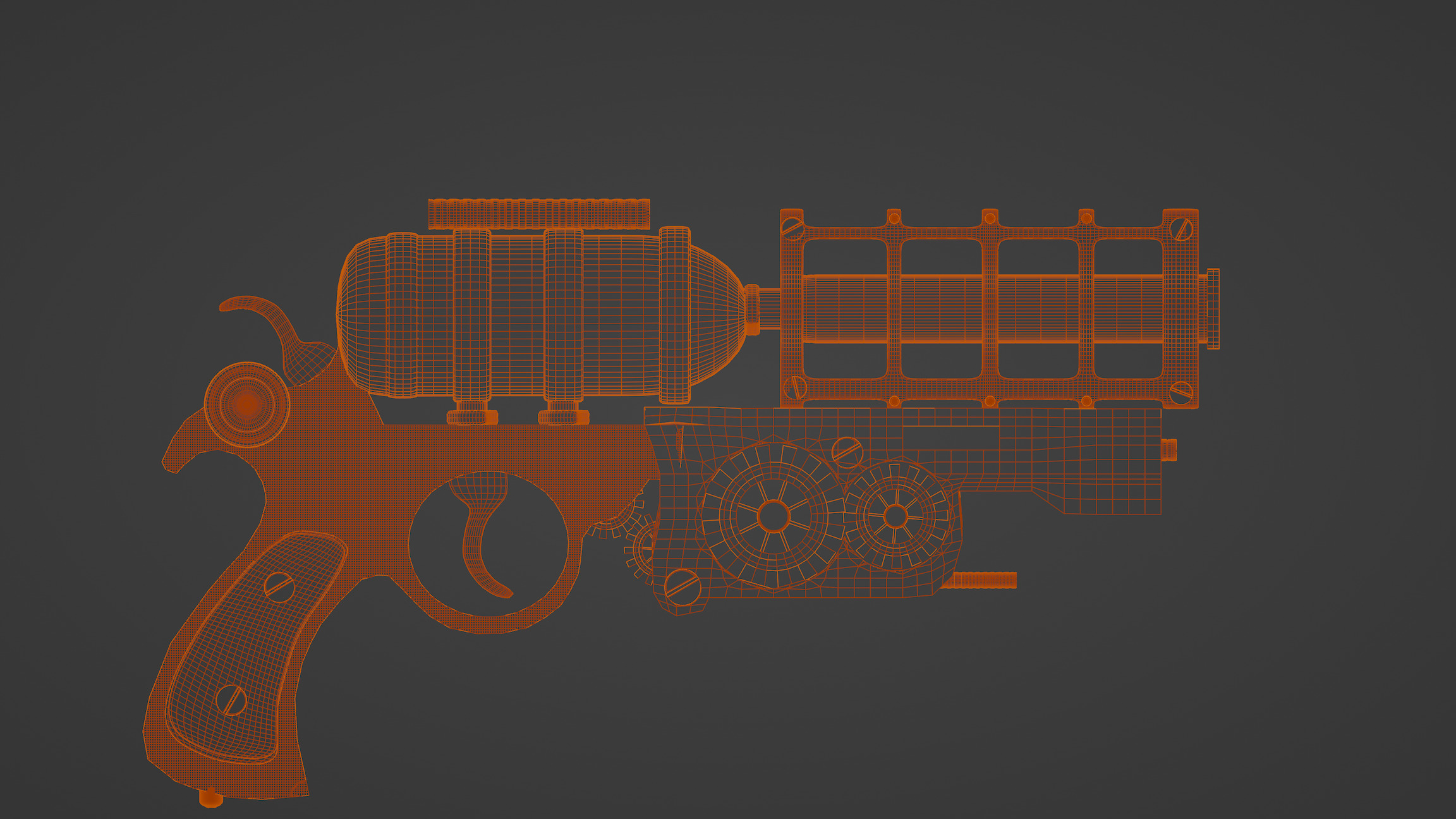 Steampunk revolver gun Low-poly 3D model_2