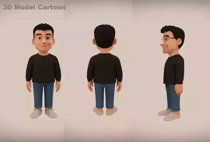 Preminum 3D Model of a man wearing glasses 2k