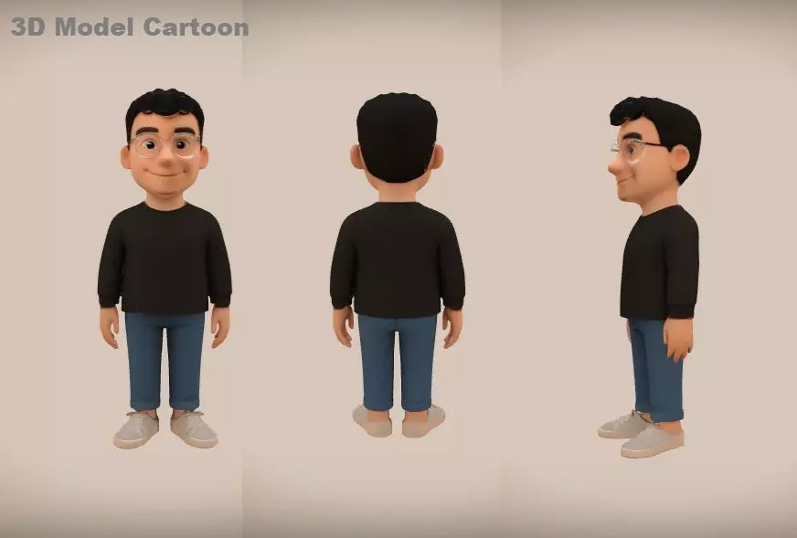 Preminum 3D Model of a man wearing glasses 2k 3D model_0