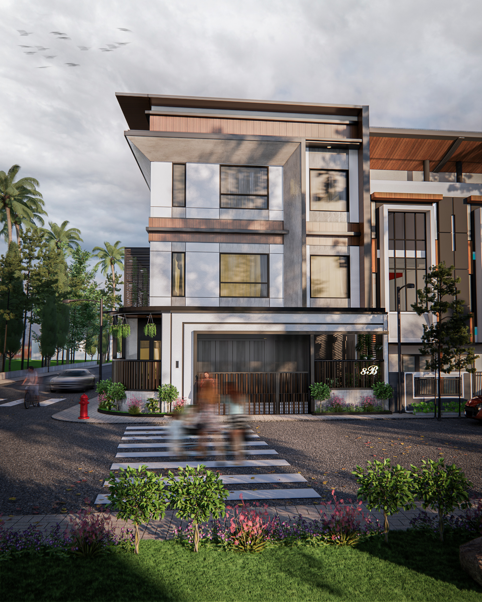 3D EXTERIOR DESIGN FACADE WITH SKETCHUP AND ENSCAPE 3D model_2