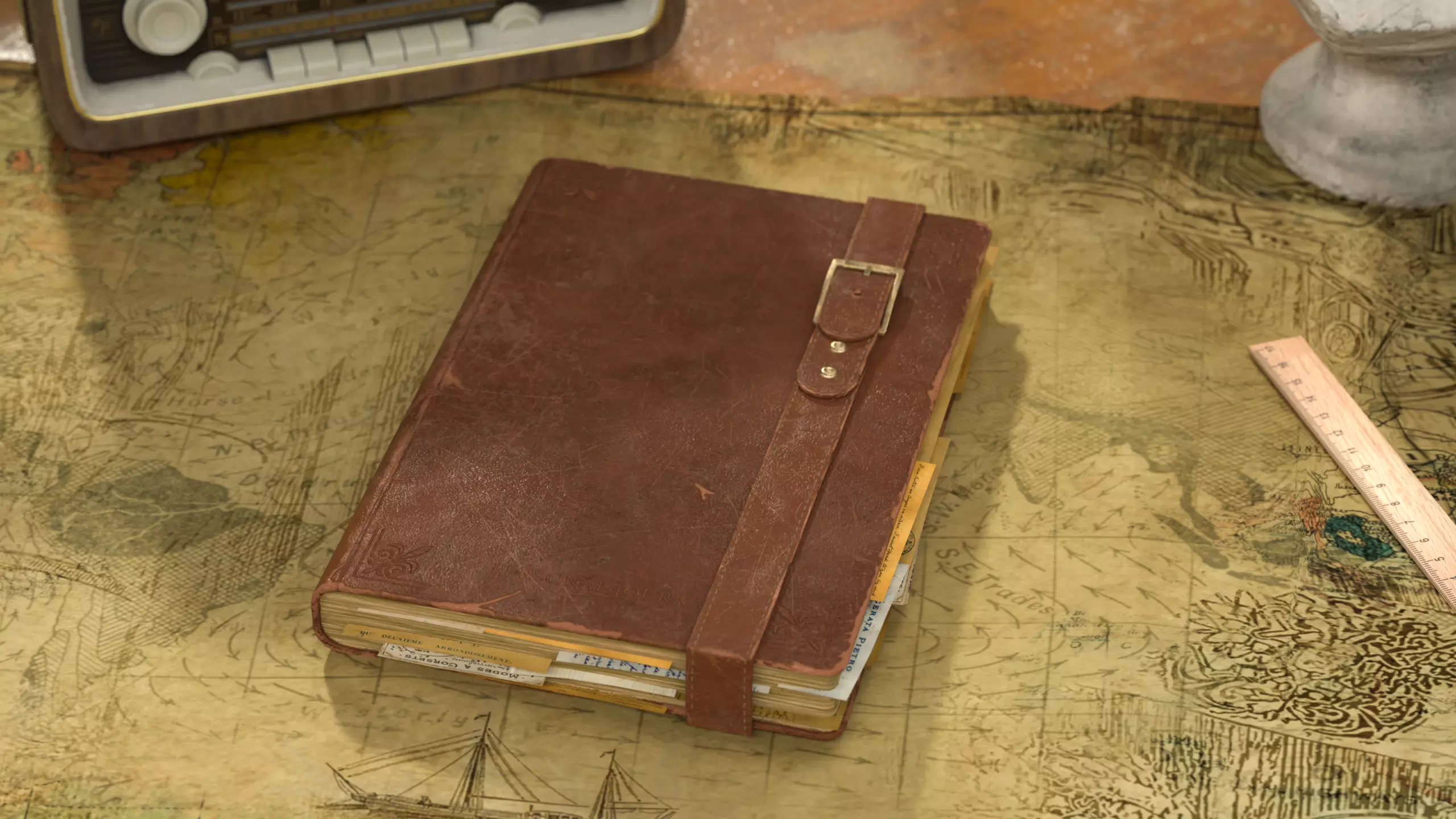 Vintage Book Low-poly 3D model_0