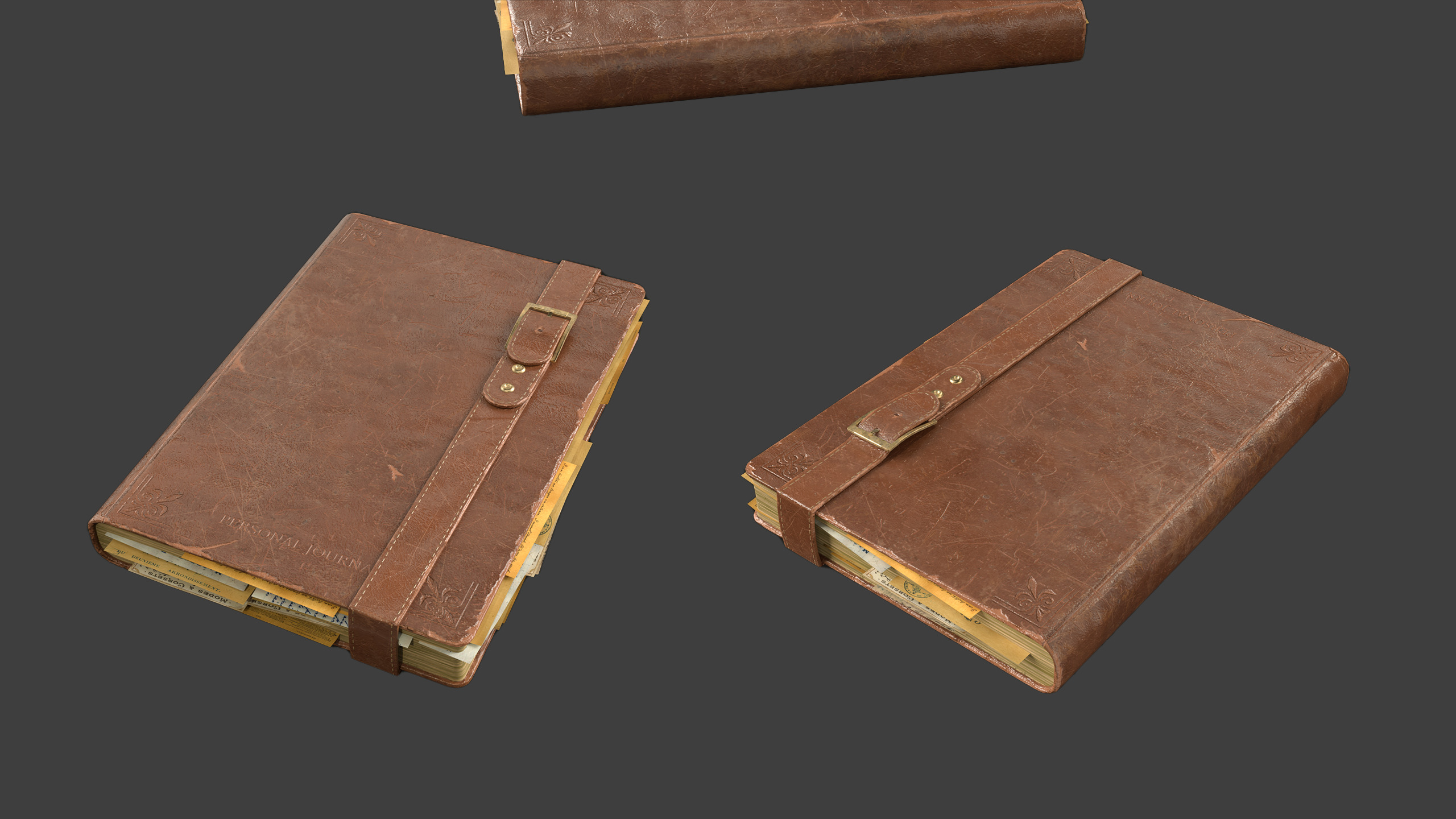 Vintage Book Low-poly 3D model_1