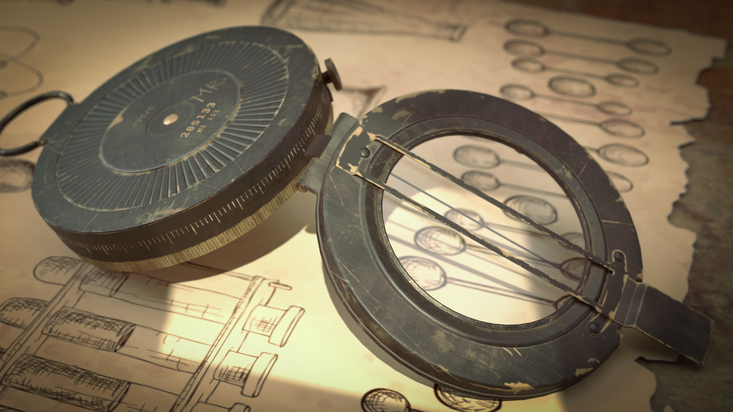 Compass Low-poly 3D model_1