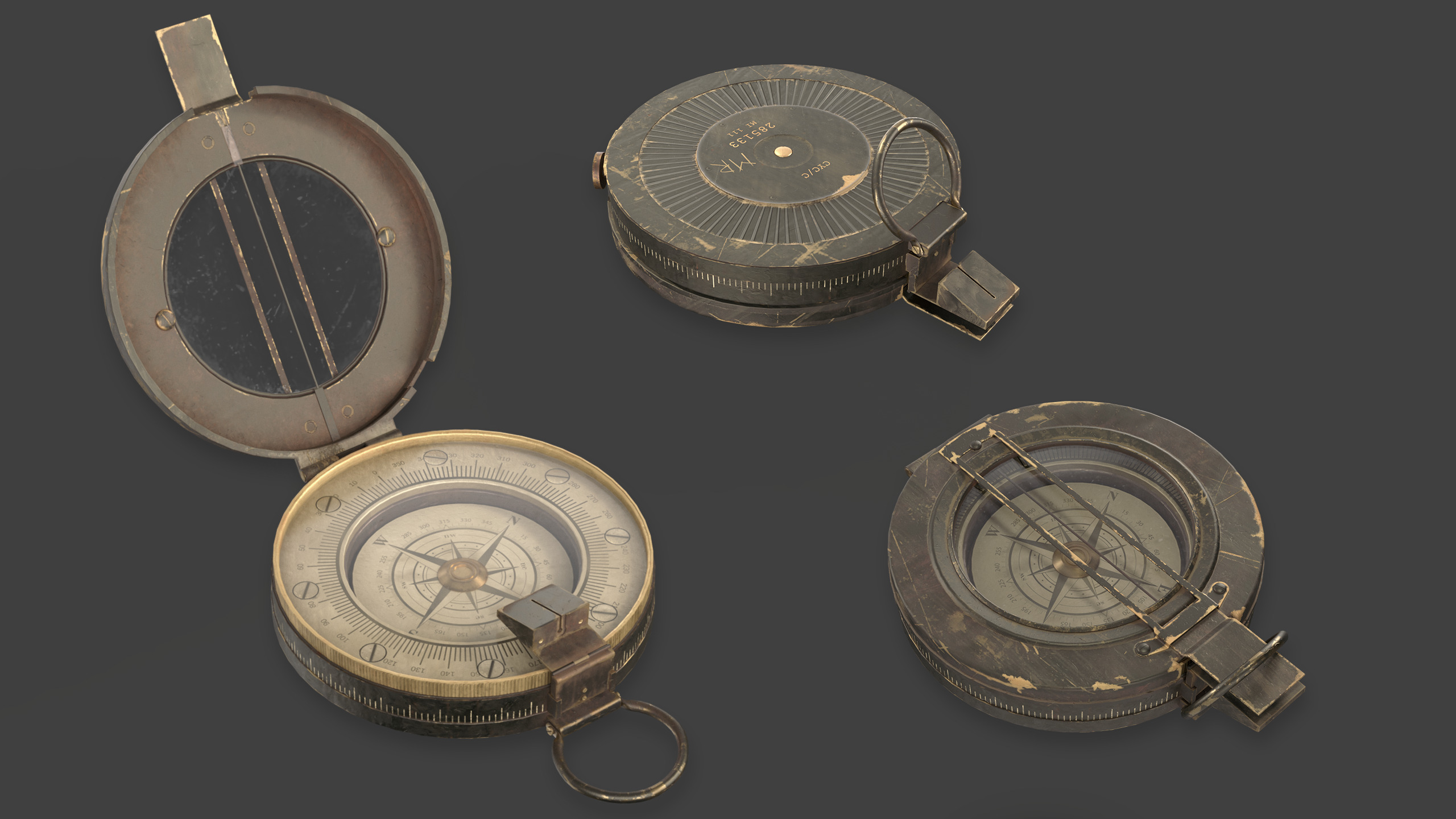 Compass Low-poly 3D model_2