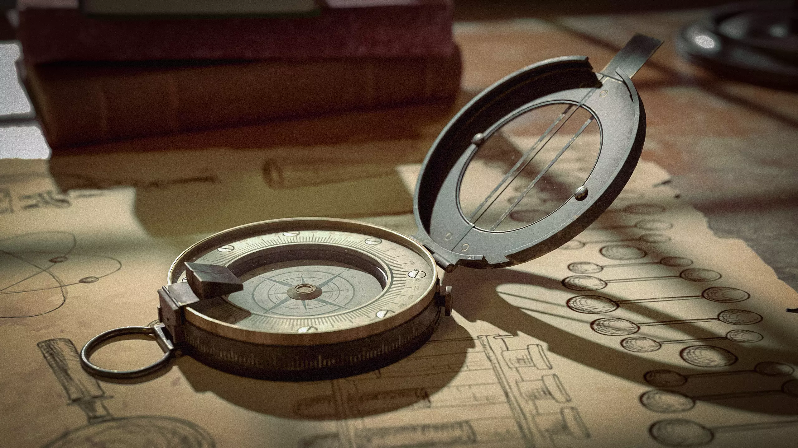 Compass Low-poly 3D model_0