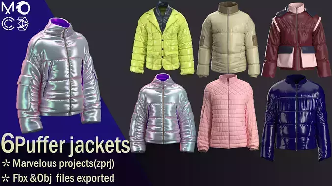 6 Puffer jackets outfit pack
