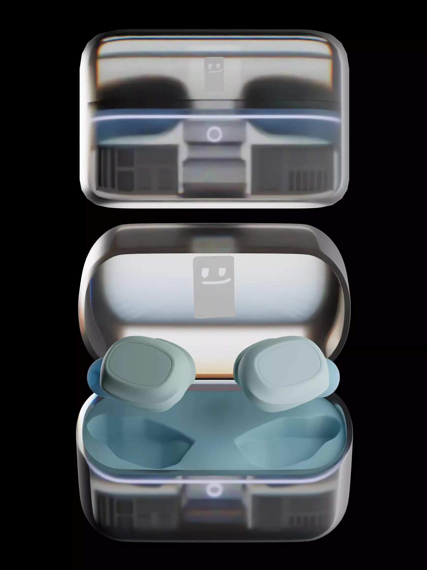 Cartoon-Style Wireless Earphones with Case Free 3D model_0