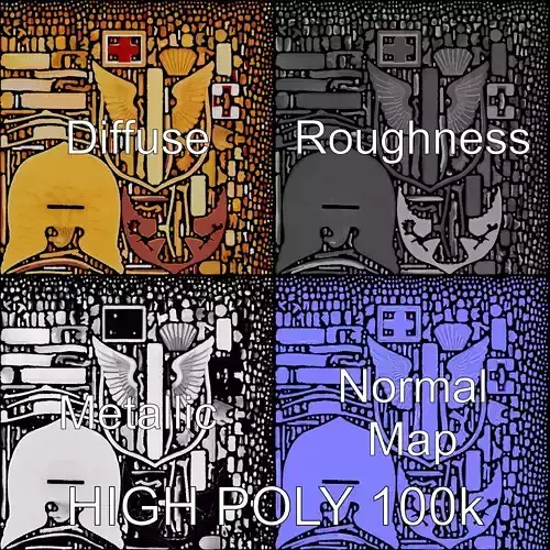 Eagle Emblem with Shield and Red Cross Model Pack